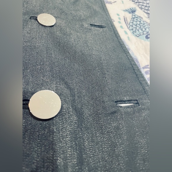 Tahari Black Trench Coat Women’s Size 12 Belted Double Breasted Silver Button - Picture 4 of 7